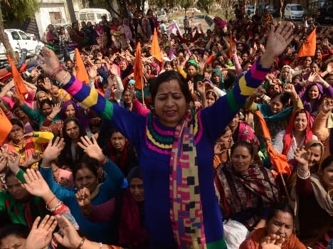employees protest in jammu 