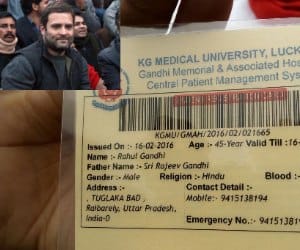 OPD card of rahul gandhi in kgmu.