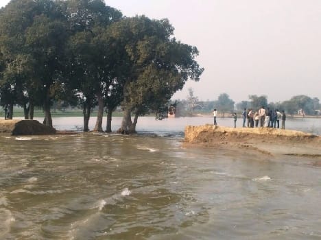 The track was submerged thousands of acres of crop cut canal
