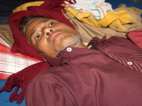 Striking the father rushed to hospital.