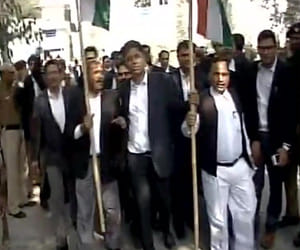 PHC scuffle: Lawyer Rajeev Tadac shouts 'Vande Mataram' during hearing in SC