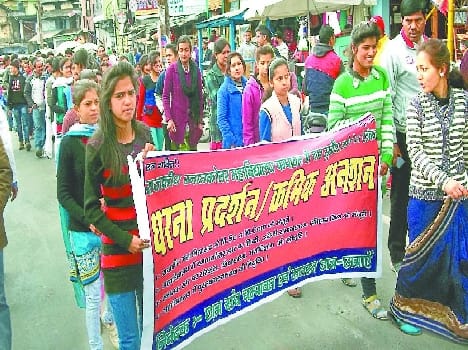 Students march out