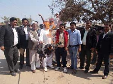 Burned effigies of terrorism , protesting