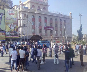 abvp activist protest and fired against jnu teacher