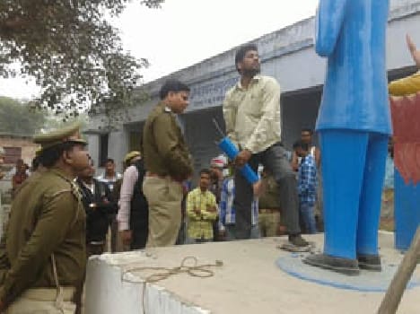 suspected persons broken ambedkers statue hand