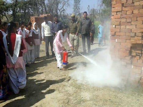 Students learn the fire prevention
