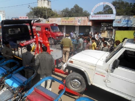 No parking zone, the police removed the carts