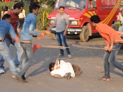 BJP activist attacks on islamic organisation people.