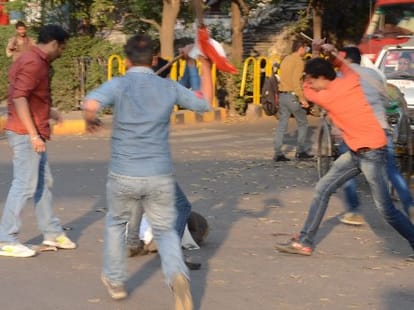 BJP activist attacks on islamic organisation people.