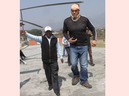 great khali meet to press in uttarakhand CM house