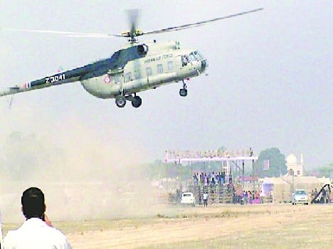 Modi's Rally Trial by military planes and helicopters