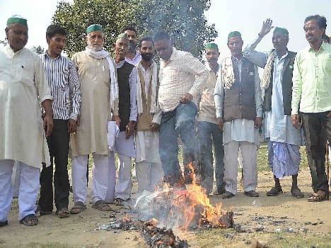 Burned effigies of opposition expressed by BJP MP Gopal Sethi