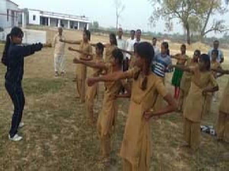 Girls were learning Bun of Contention , karate