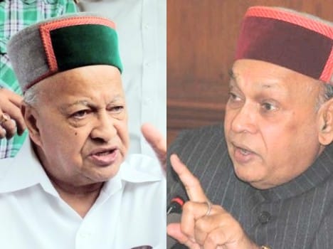 tug of war between cm virbhadra singh and prem kumar dhumal in assembly.