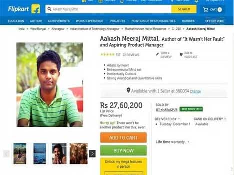 an iitian student sell himself on e commerce website flipkart